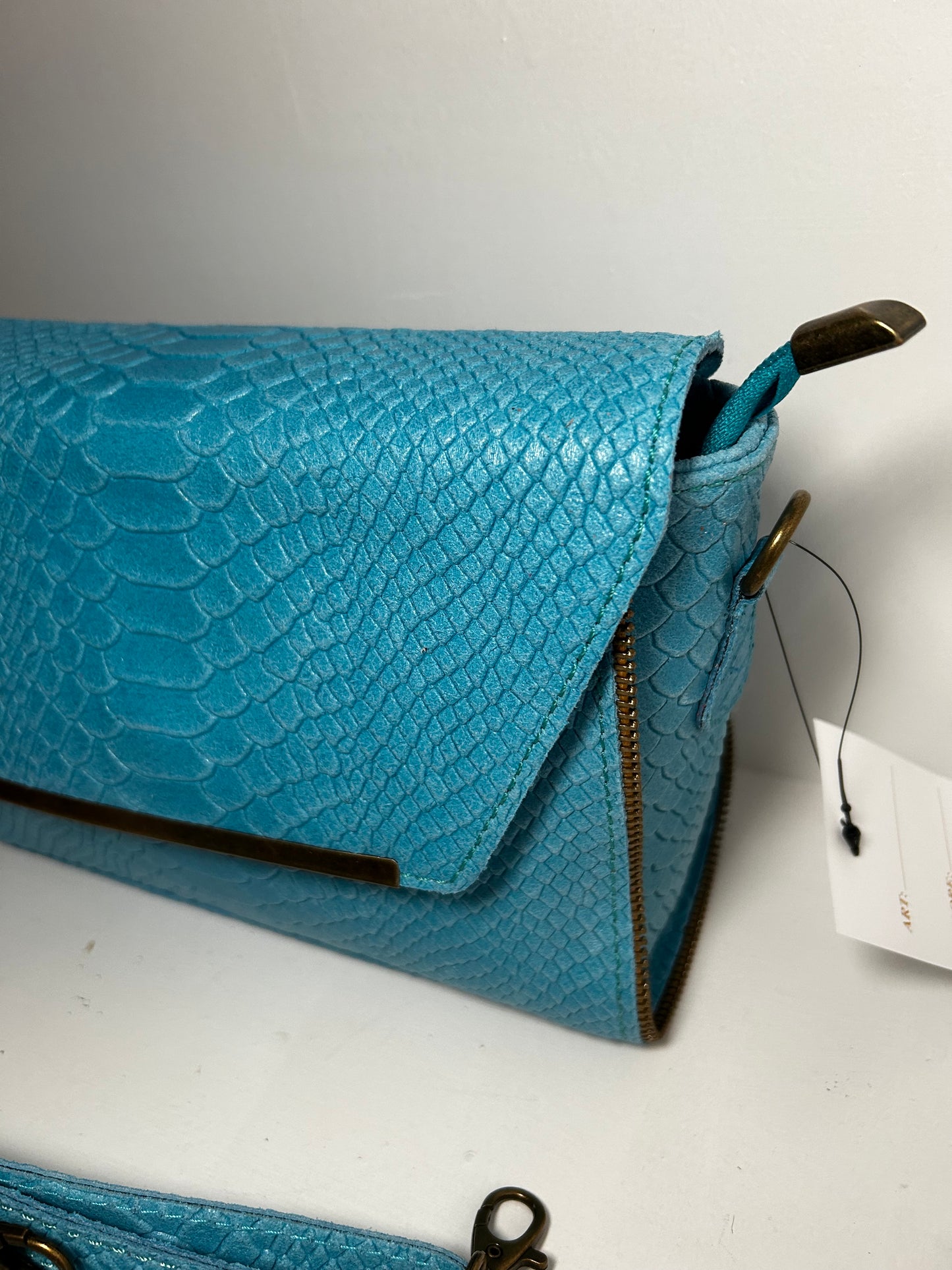 Snakeskin crossbody (turquoise and pink)