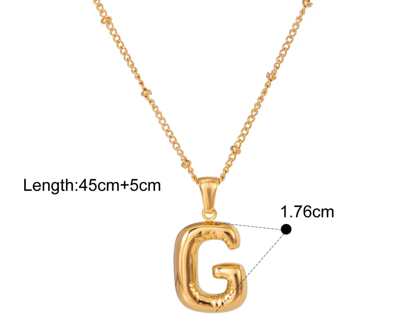 Silver Puffy Initial letter pendant