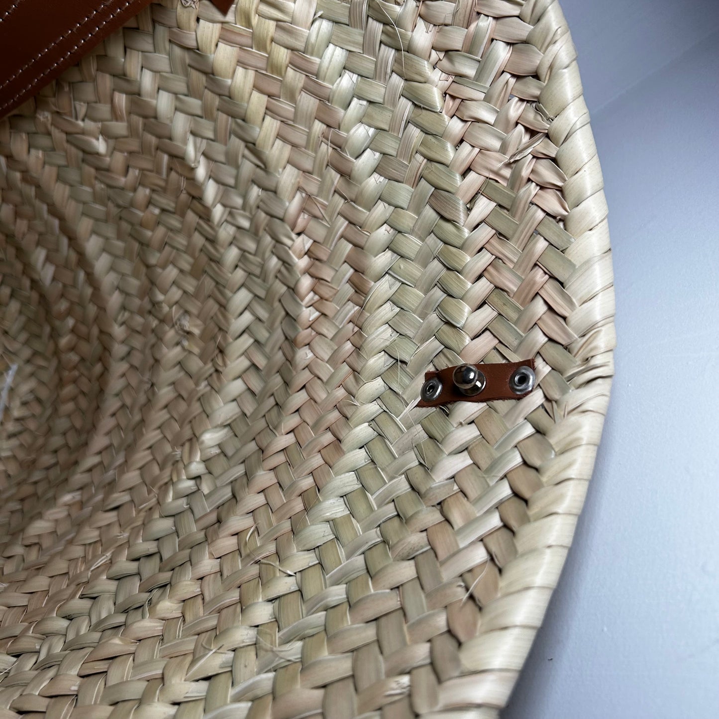 Large Straw and Leather Basket Bags