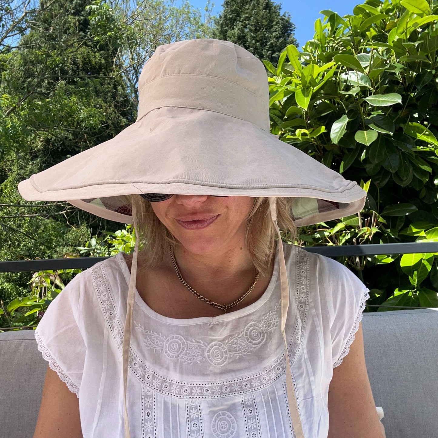 Wide brimmed reversible checked sunhats