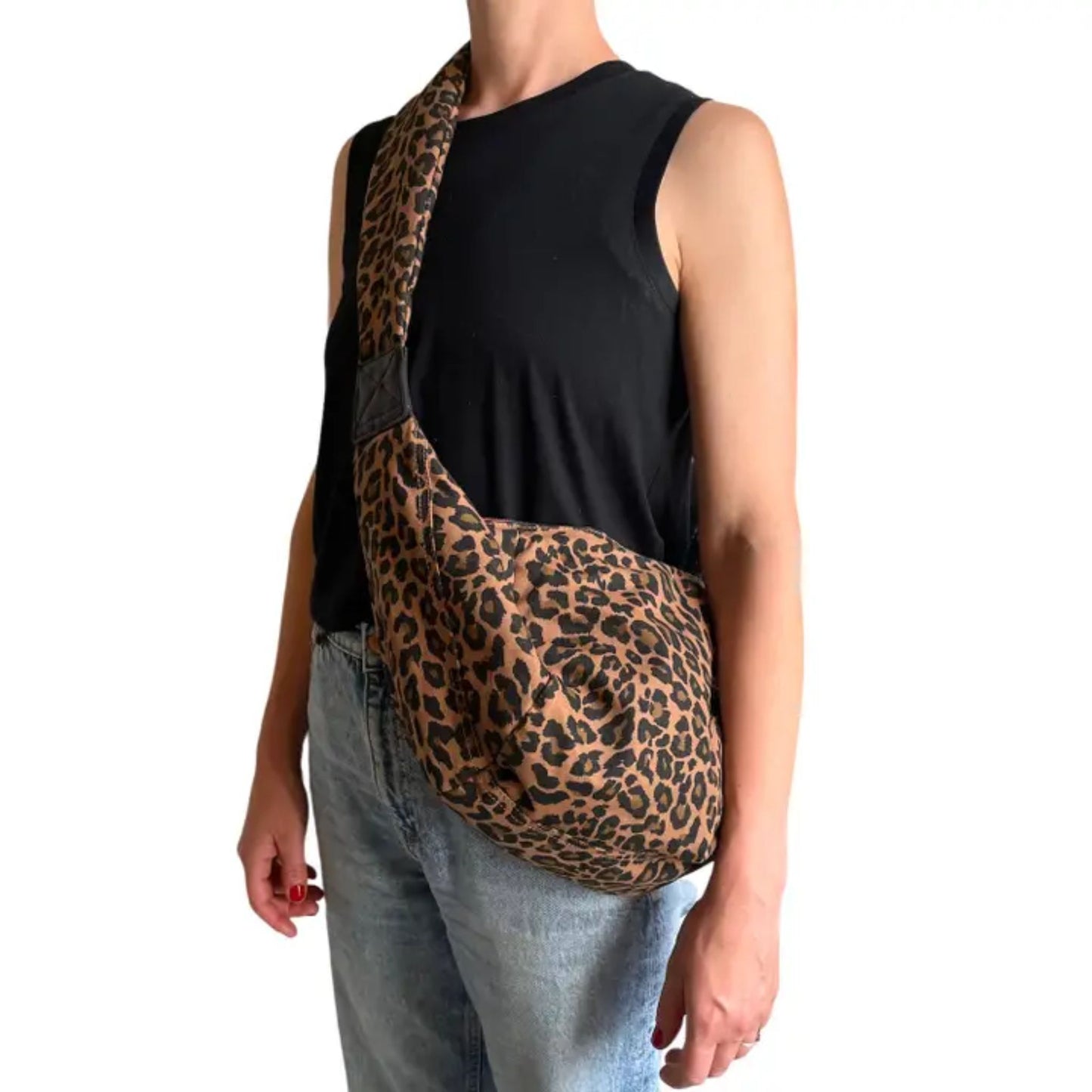 Large Leopard Print Cross Body Sling Bag