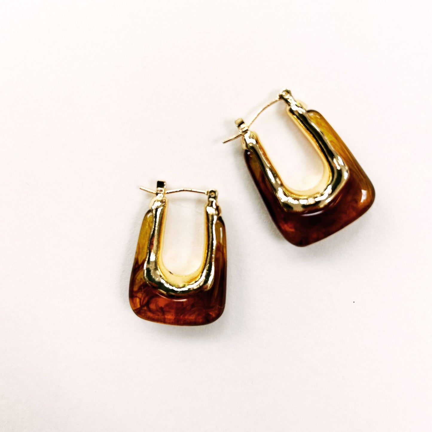 Resin & Gold Hoop Earrings