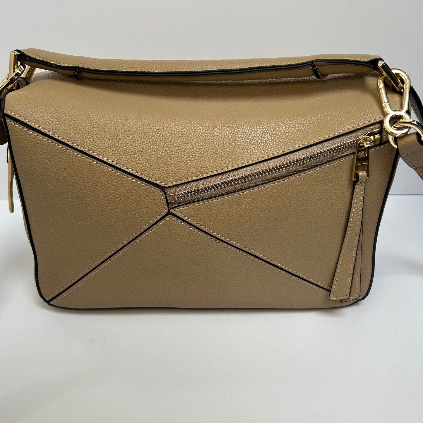 Leather Grab Handle Geometric Bags