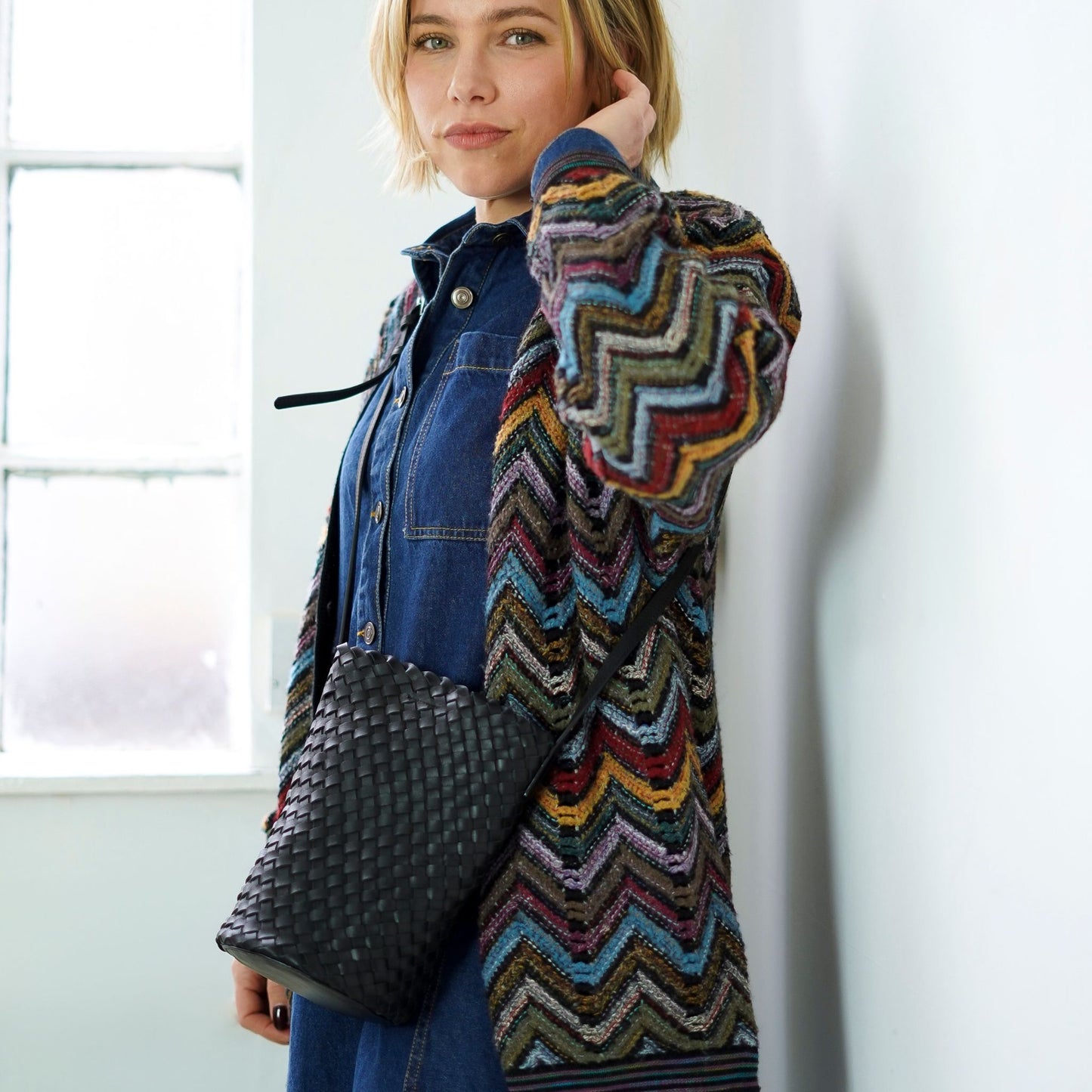 The Woven Leather Bucket Bag