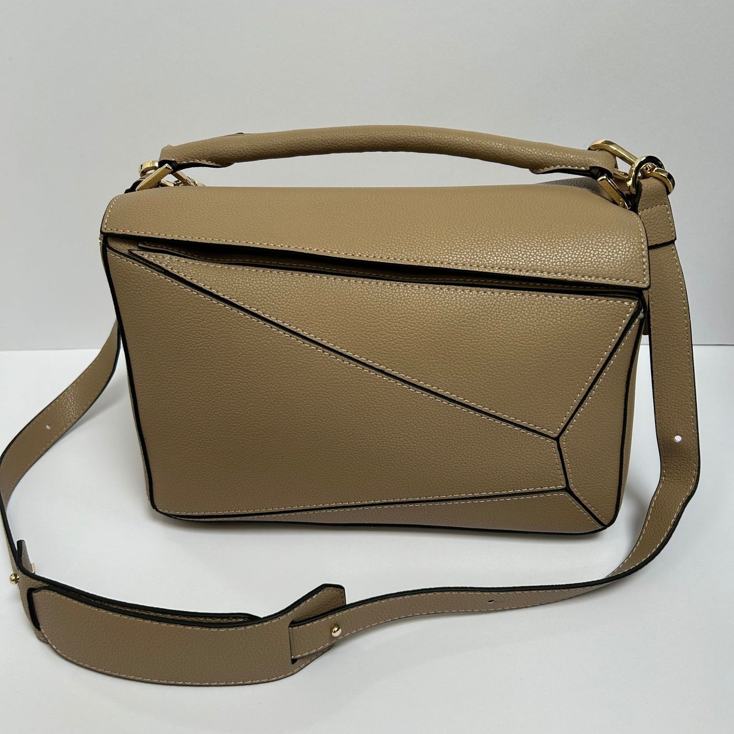 Leather Grab Handle Geometric Bags