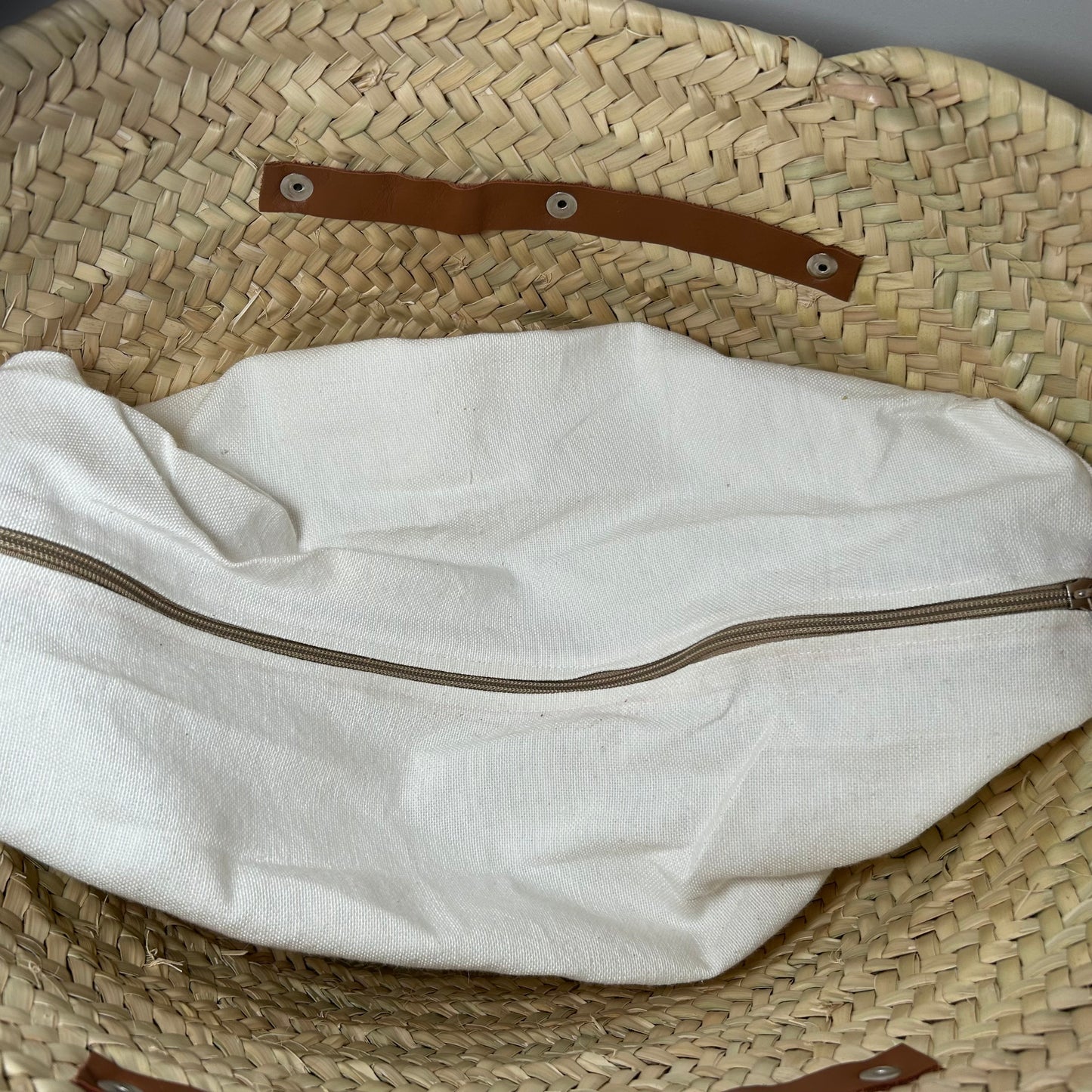 Large Straw and Leather Basket Bags