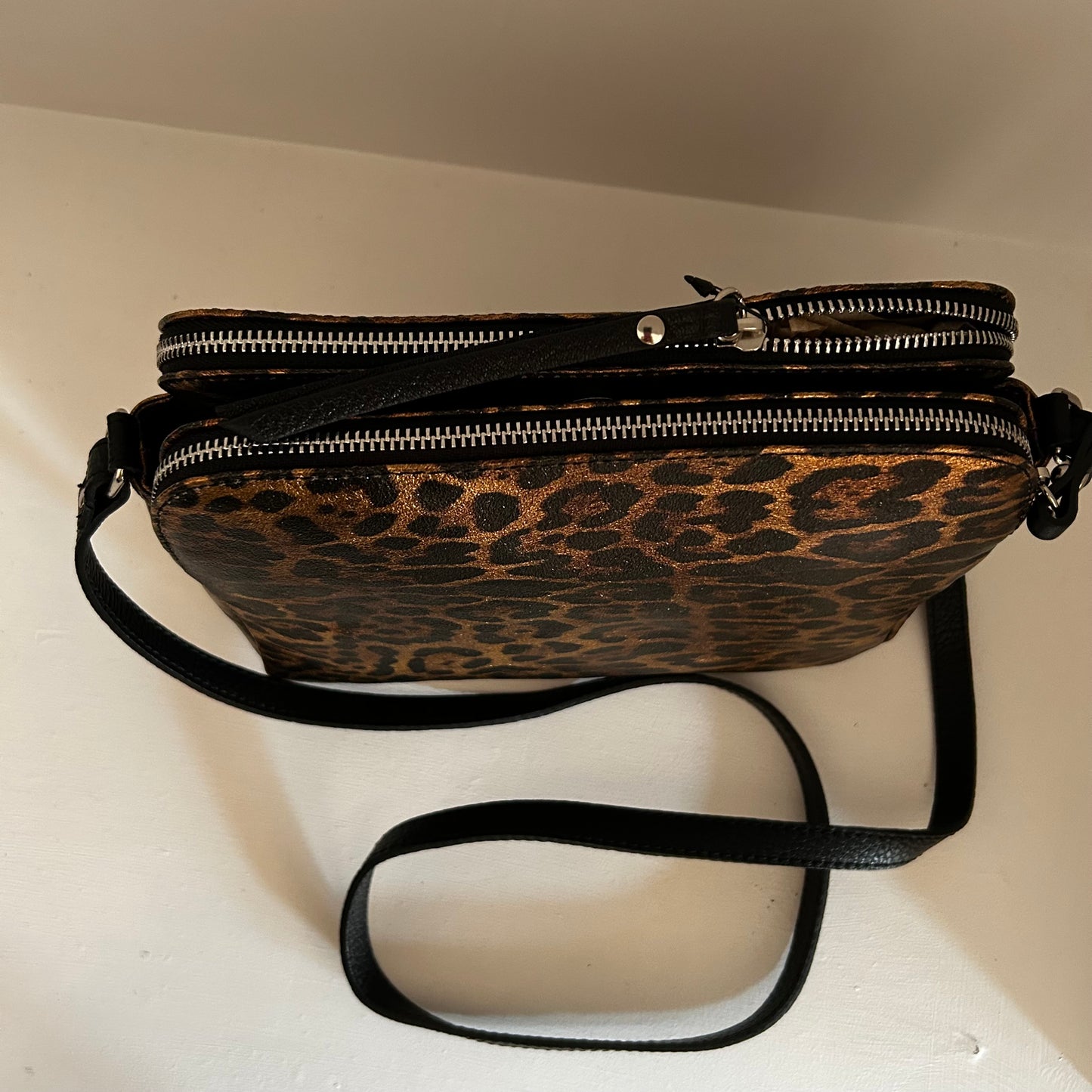 Metallic leopard crossbody