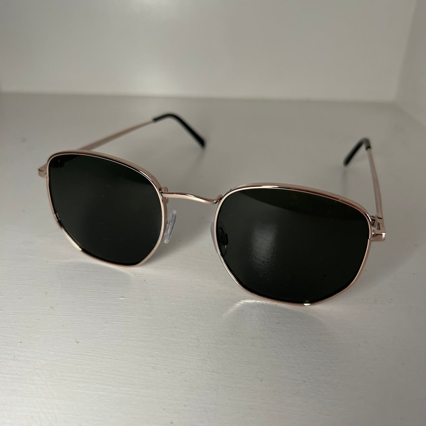 Gold Framed Geo Curve Sunglasses