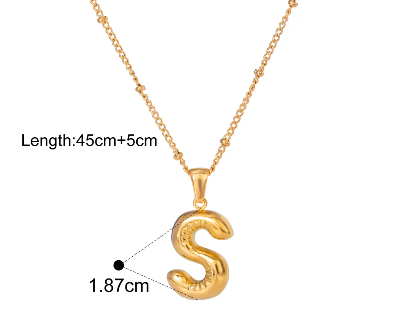 Silver Puffy Initial letter pendant