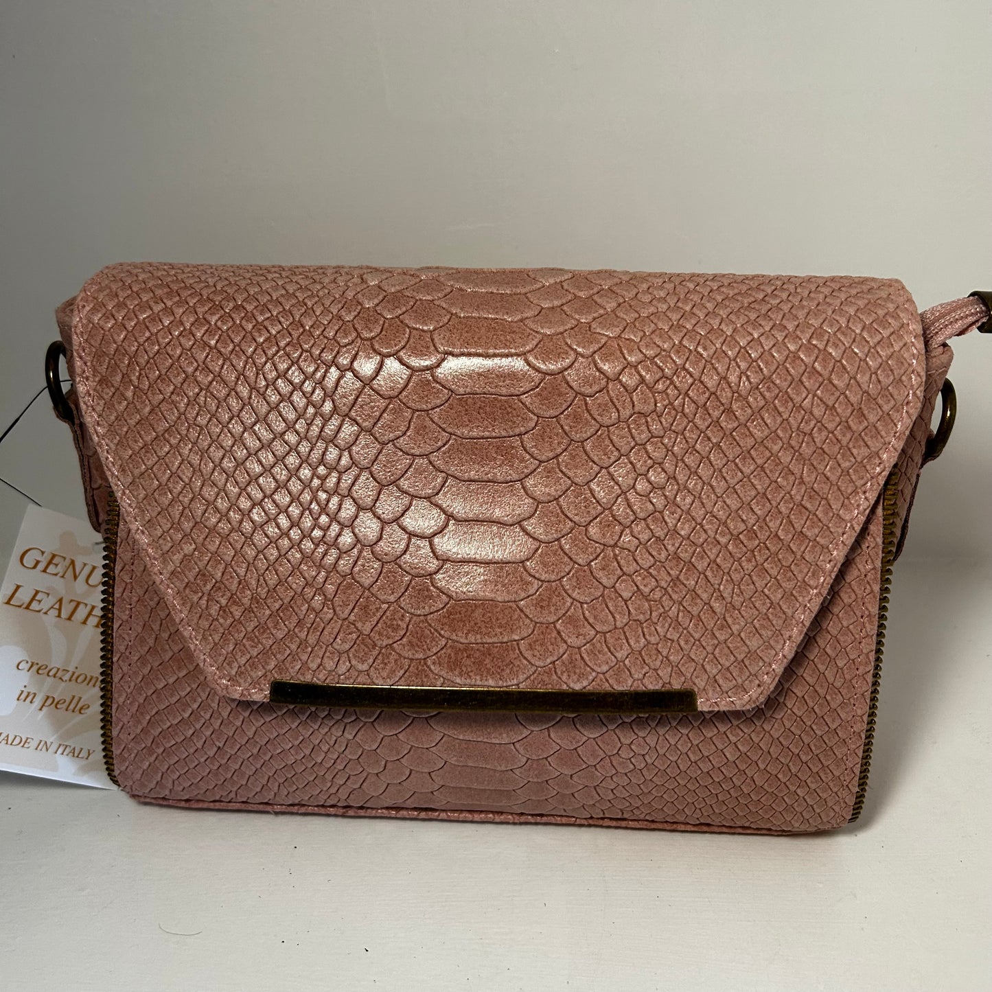 Snakeskin crossbody (turquoise and pink)