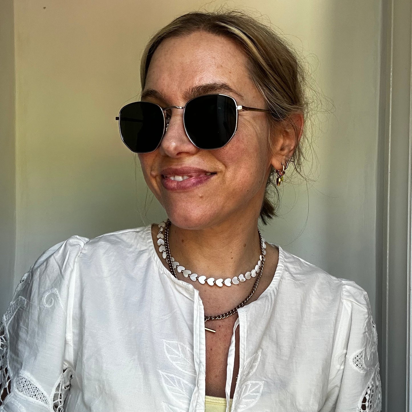 Gold Framed Geo Curve Sunglasses