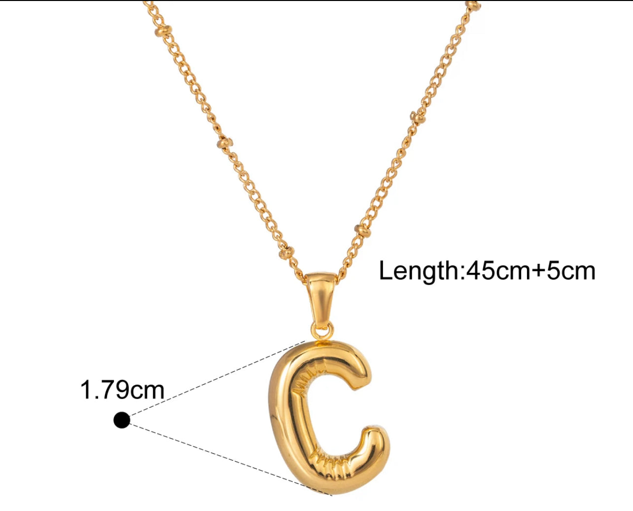 Silver Puffy Initial letter pendant