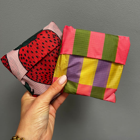 Strawberry & Striped Foldable Shopping Bags