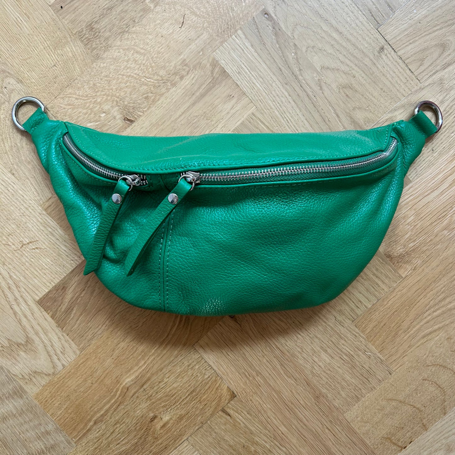 Large Leather BumBag (Exposed Zips) ((Clearance colours )