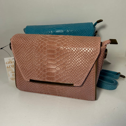 Snakeskin crossbody (turquoise and pink)