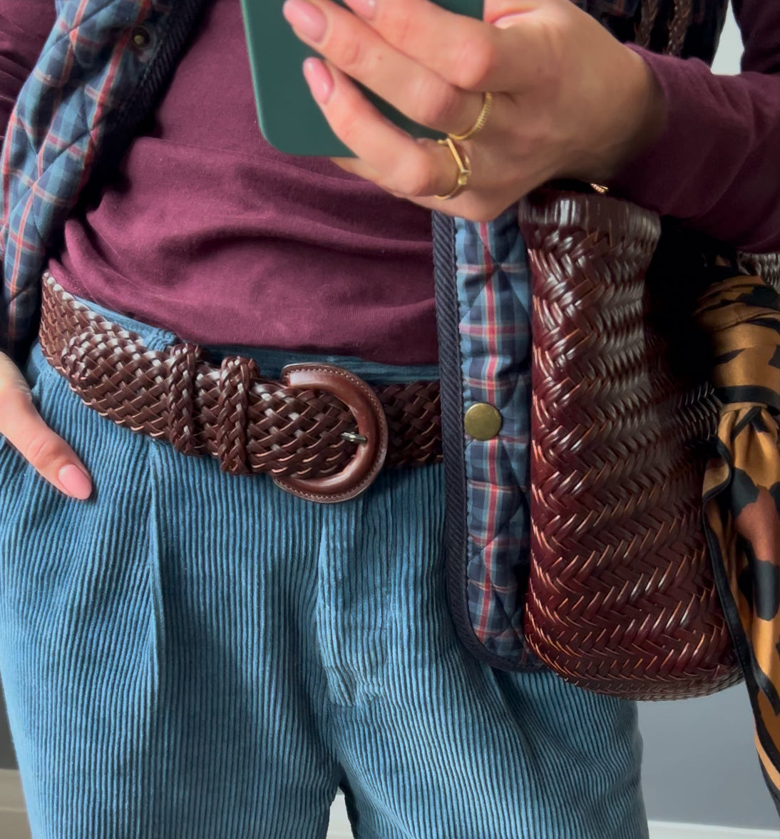 Wide Woven Leather Belt