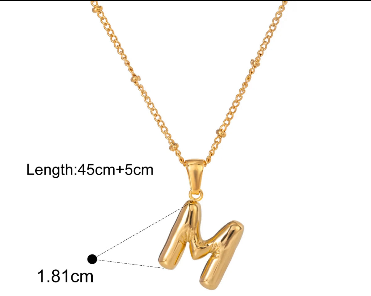 Silver Puffy Initial letter pendant