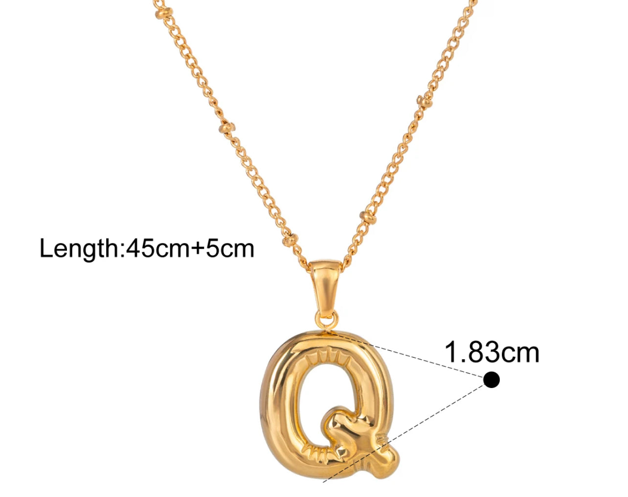 Silver Puffy Initial letter pendant