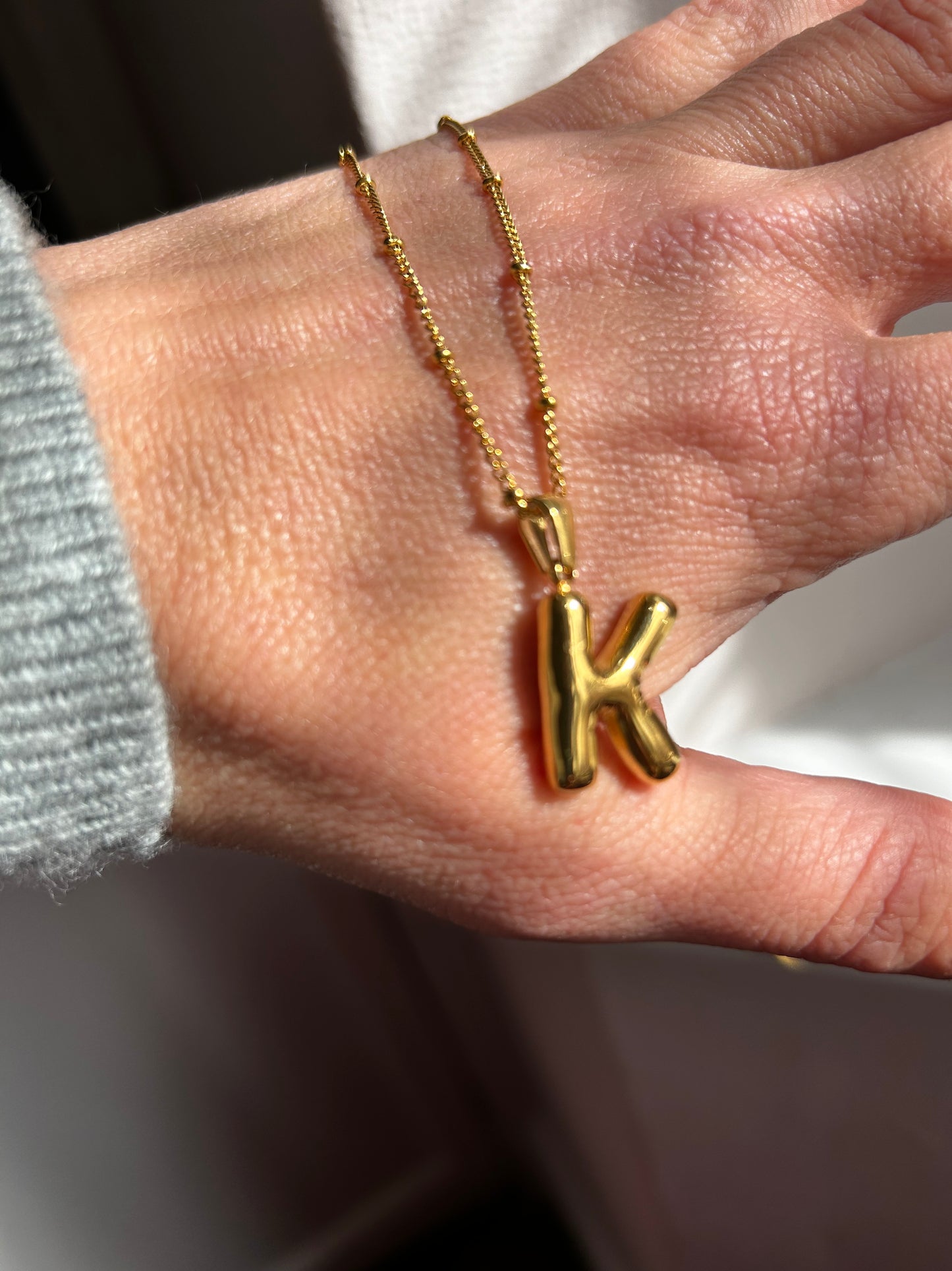 Silver Puffy Initial letter pendant