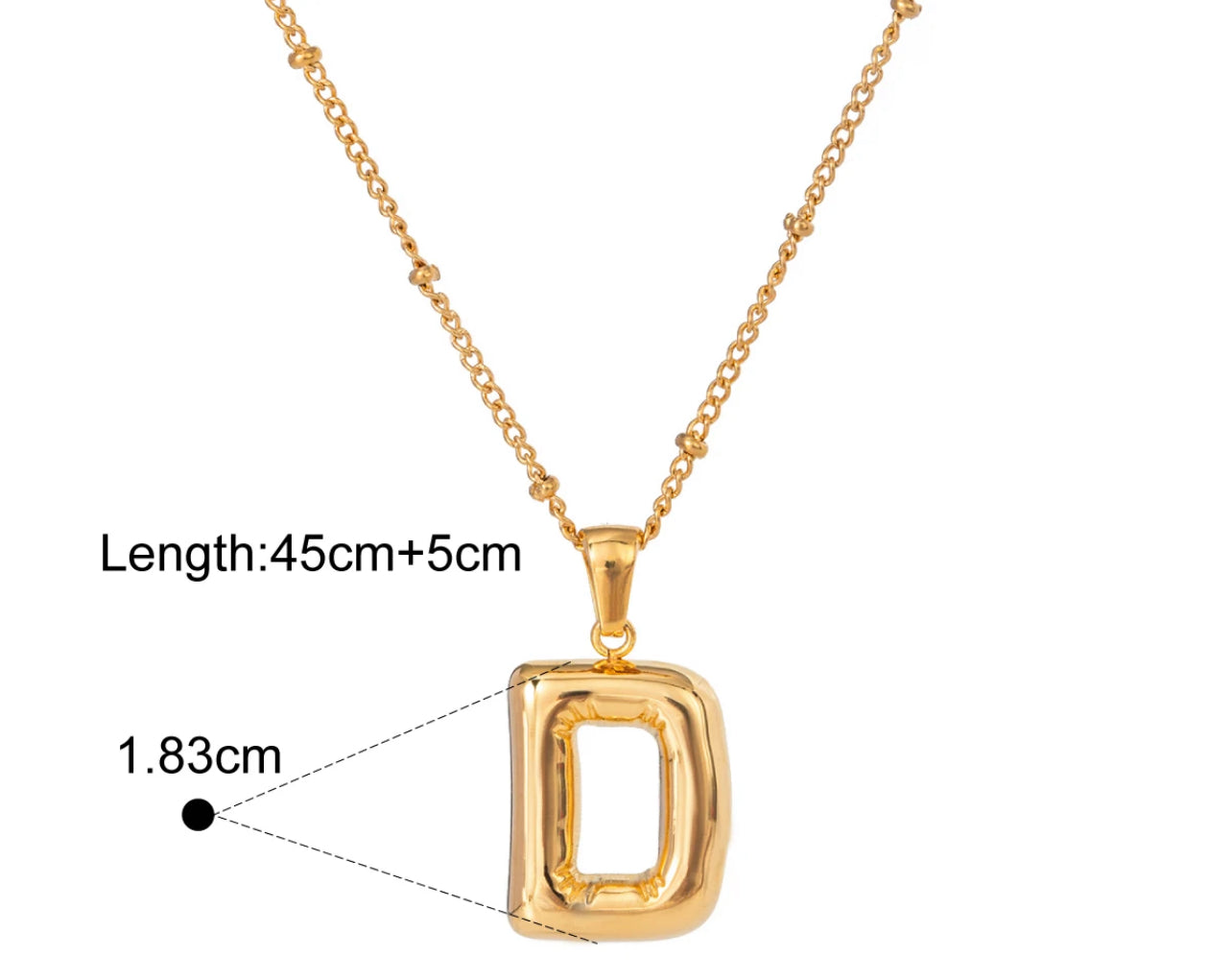 Silver Puffy Initial letter pendant