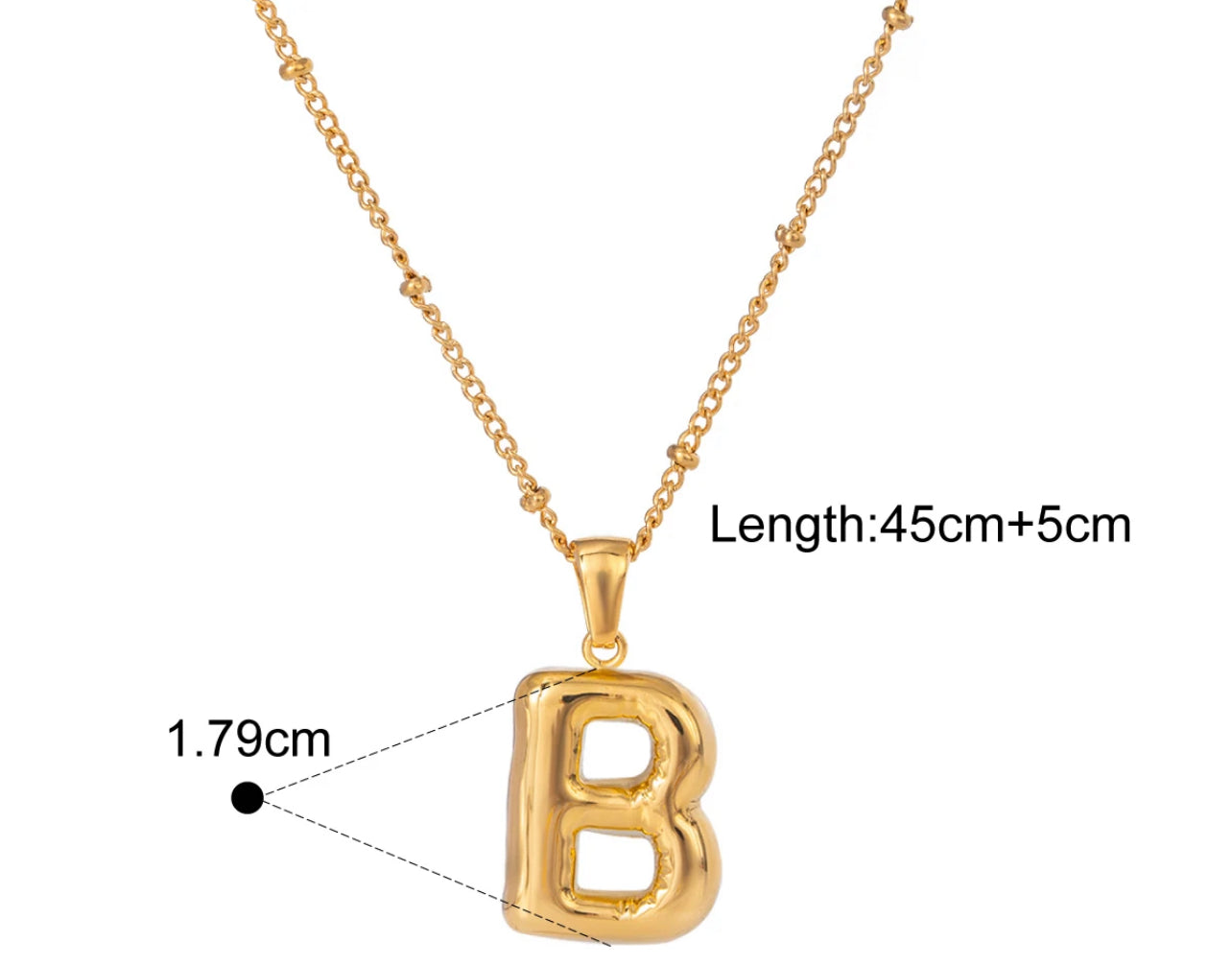Silver Puffy Initial letter pendant