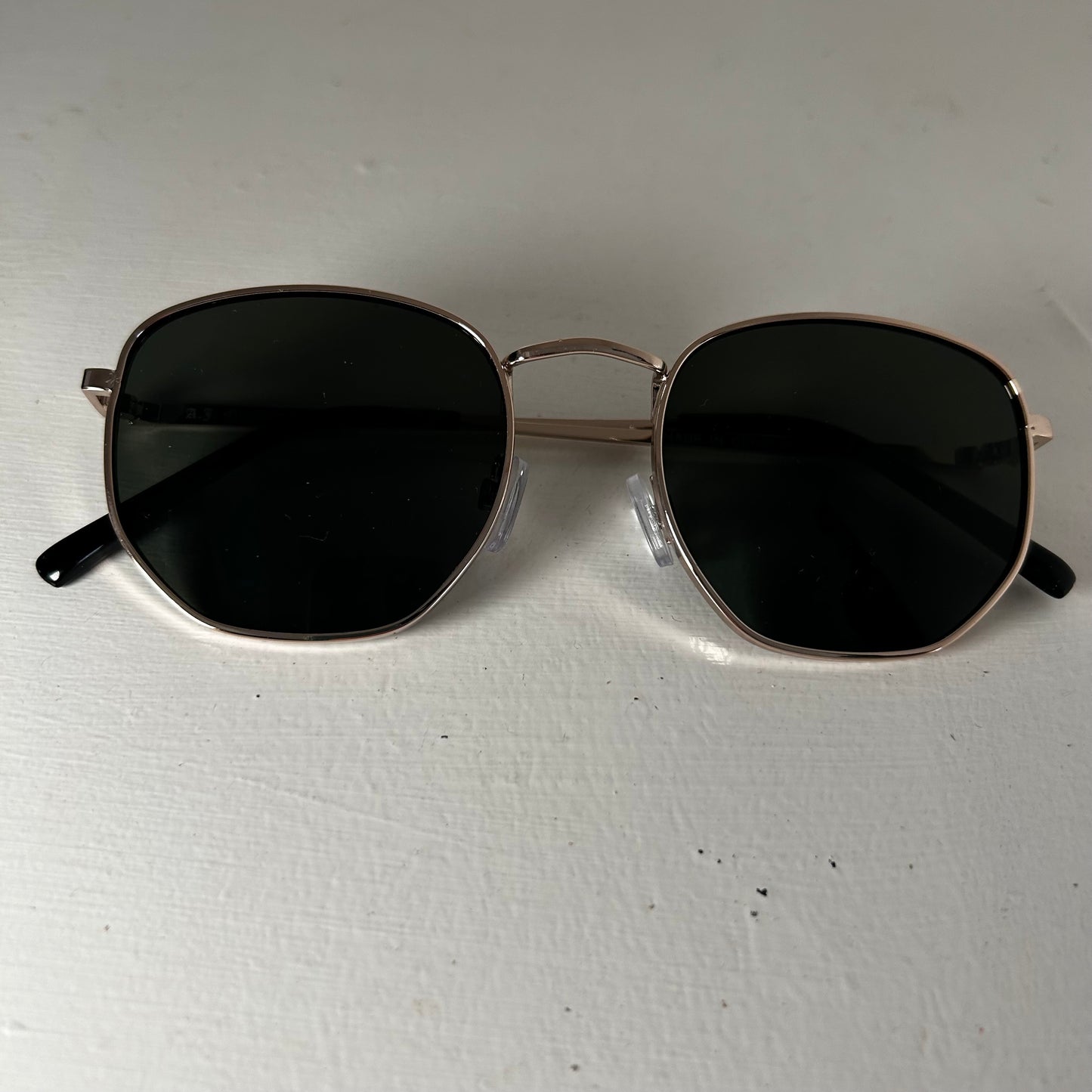 Gold Framed Geo Curve Sunglasses