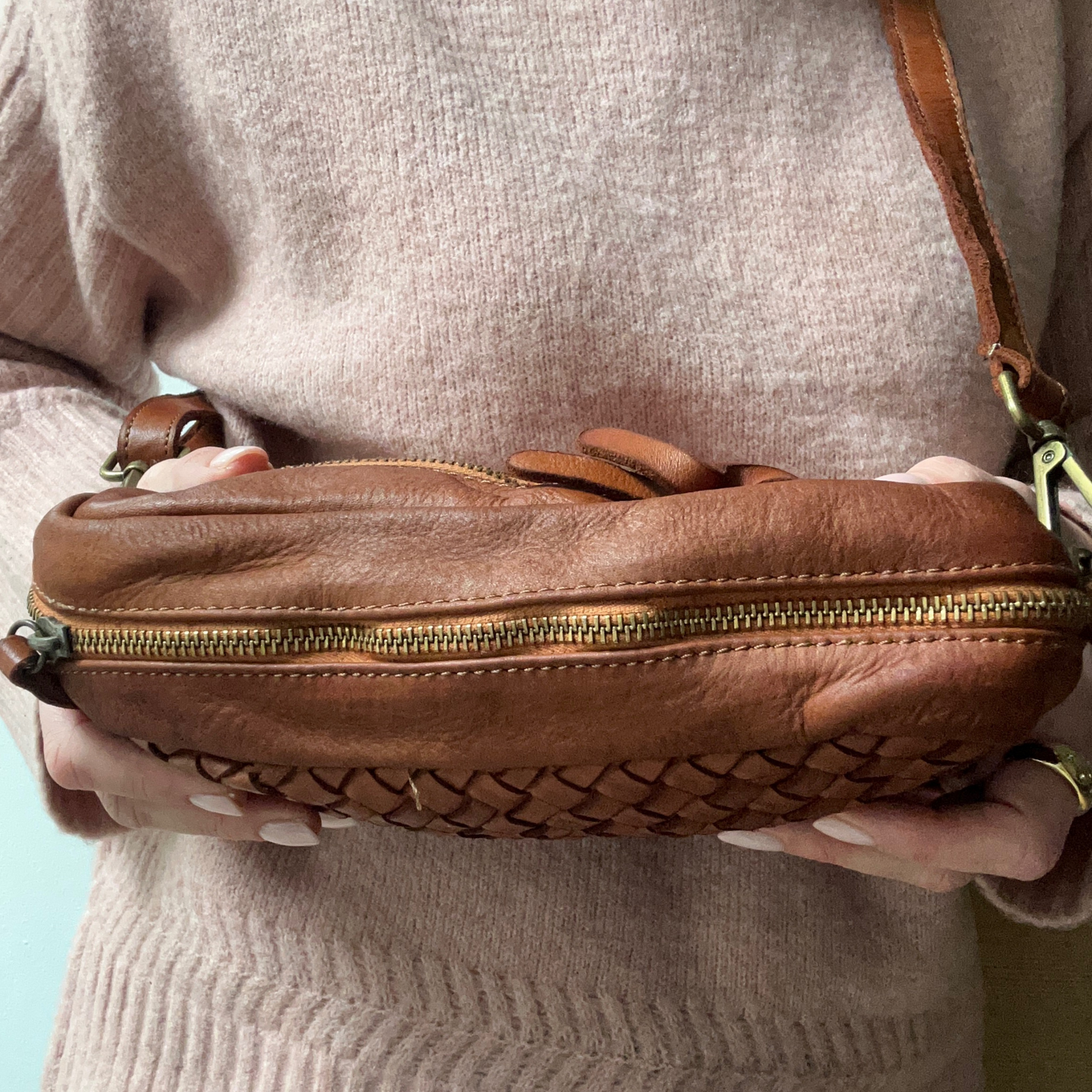 Woven Leather Crossbody Bag