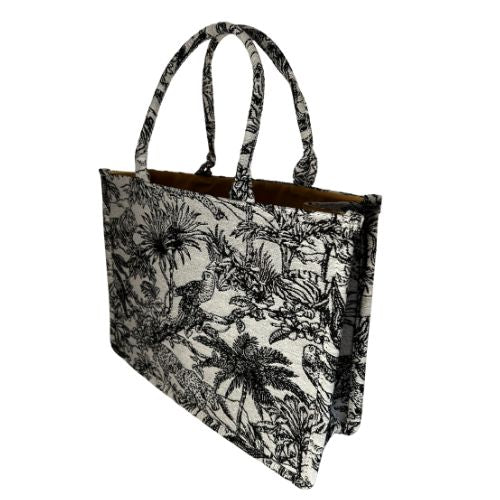 Embroidered Jungle Print Tote Bag