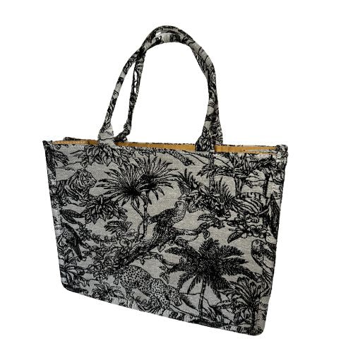 Embroidered Jungle Print Tote Bag