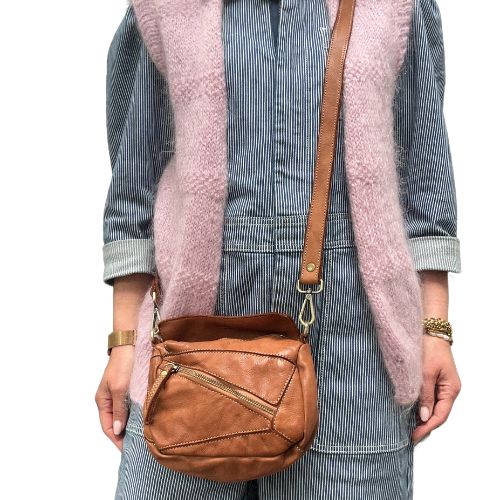 Mini Washed Leather Geometric Crossbody