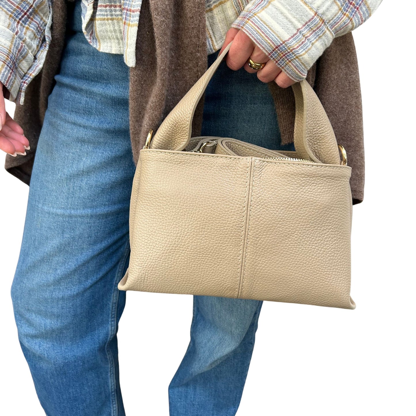 Wide Strap Leather Handbag