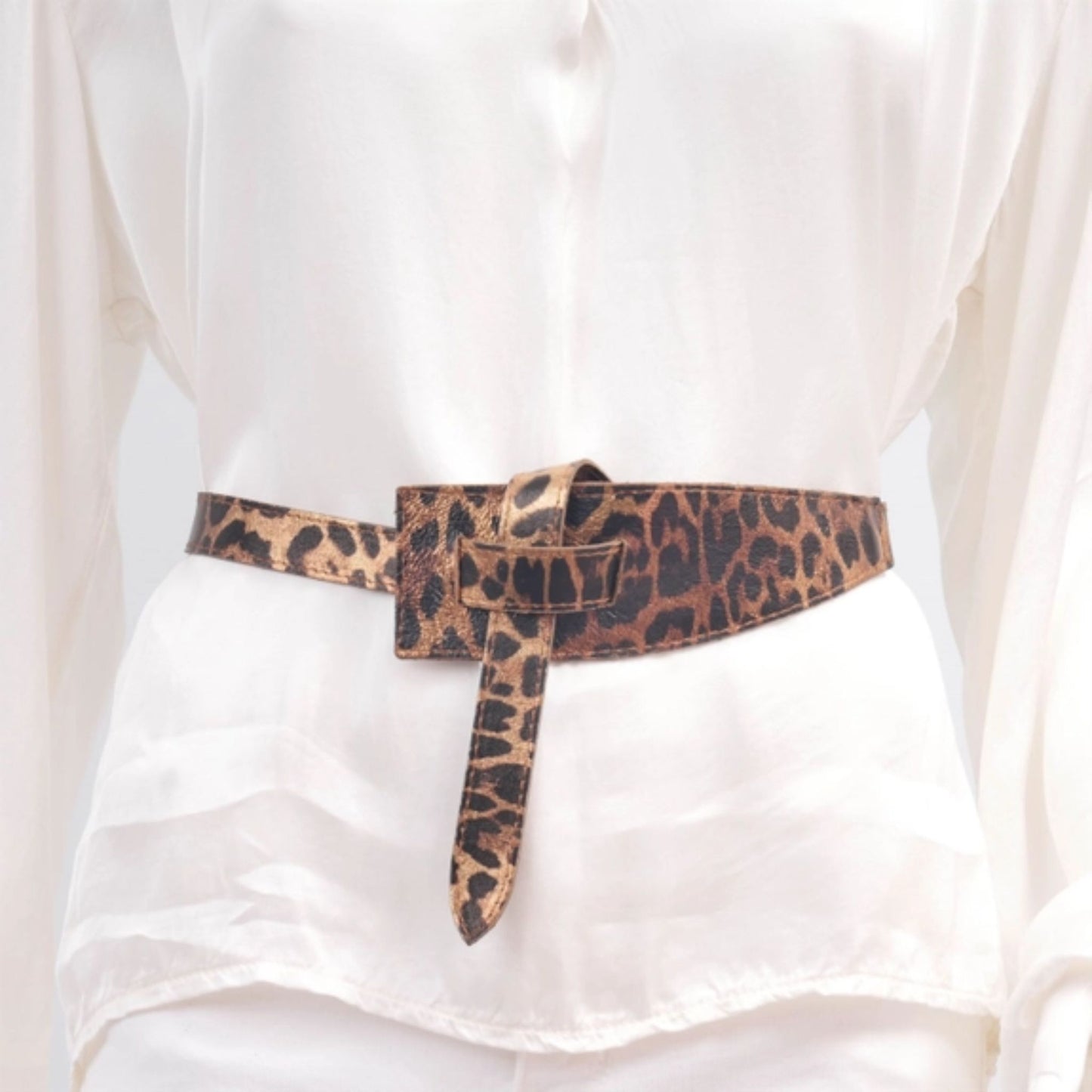Leopard Metallic Leather Belts