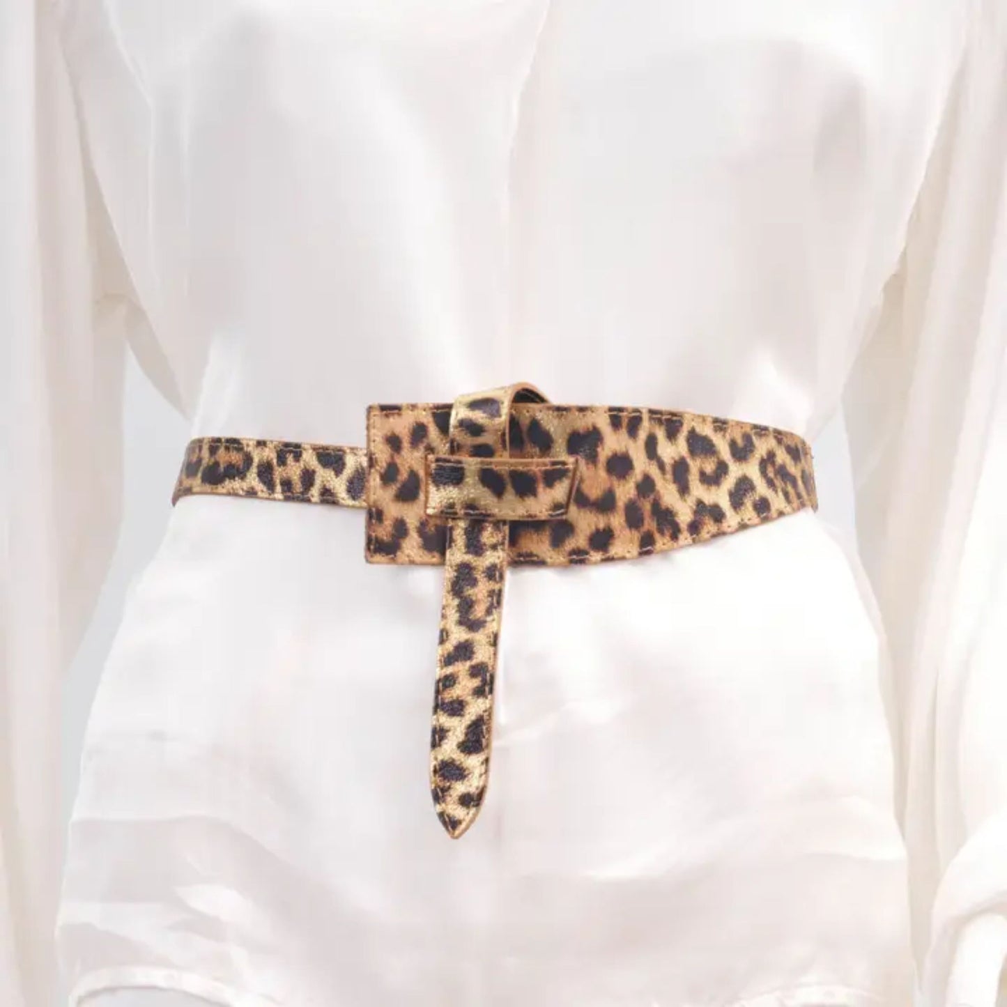 Leopard Metallic Leather Belts