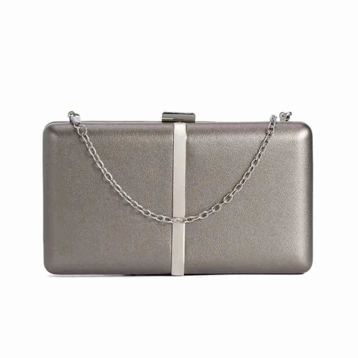 Pewter Box Clutch
