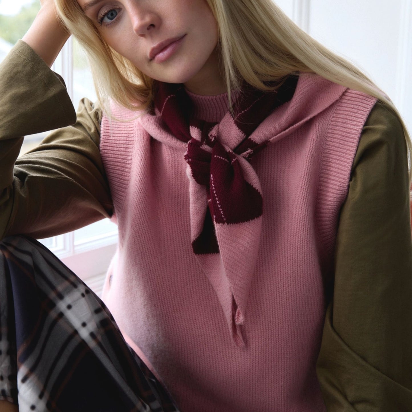Pink & Burgundy Argyle Neckerchief