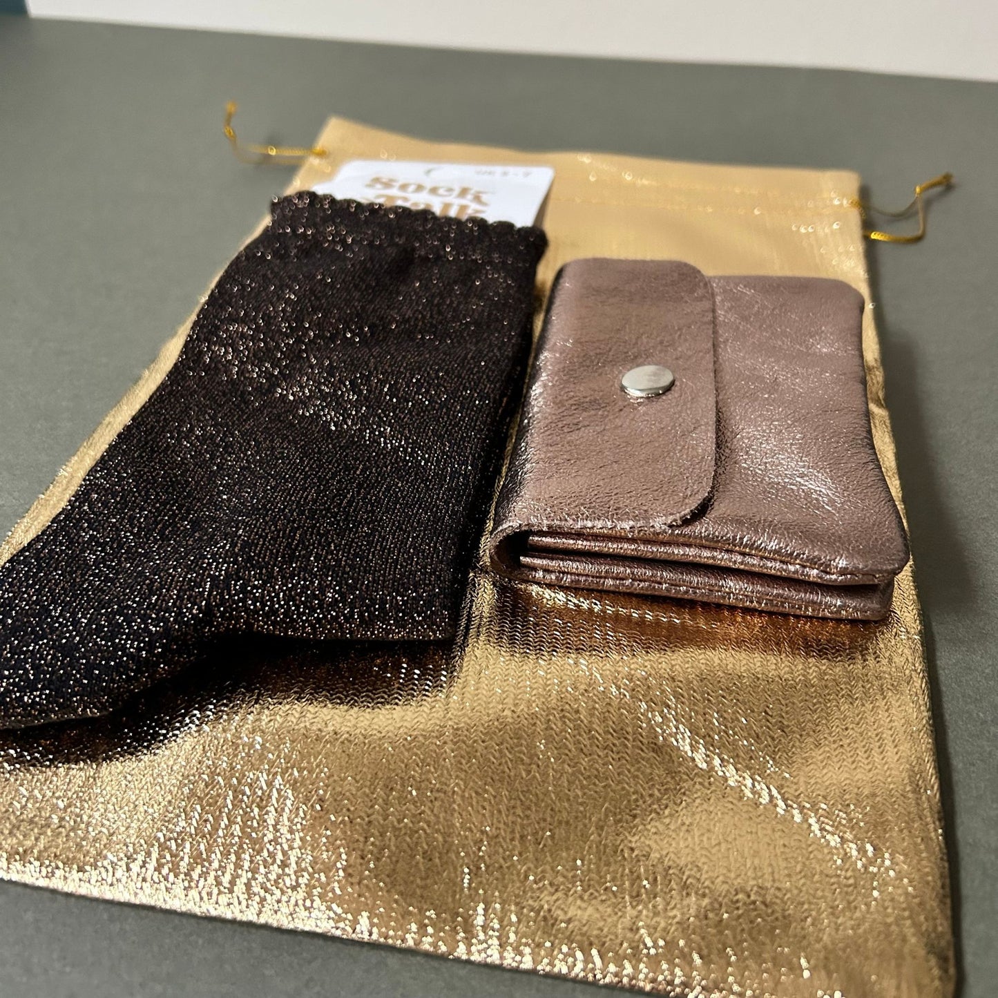 Metallic Sock & Leather Purse Gift Sets