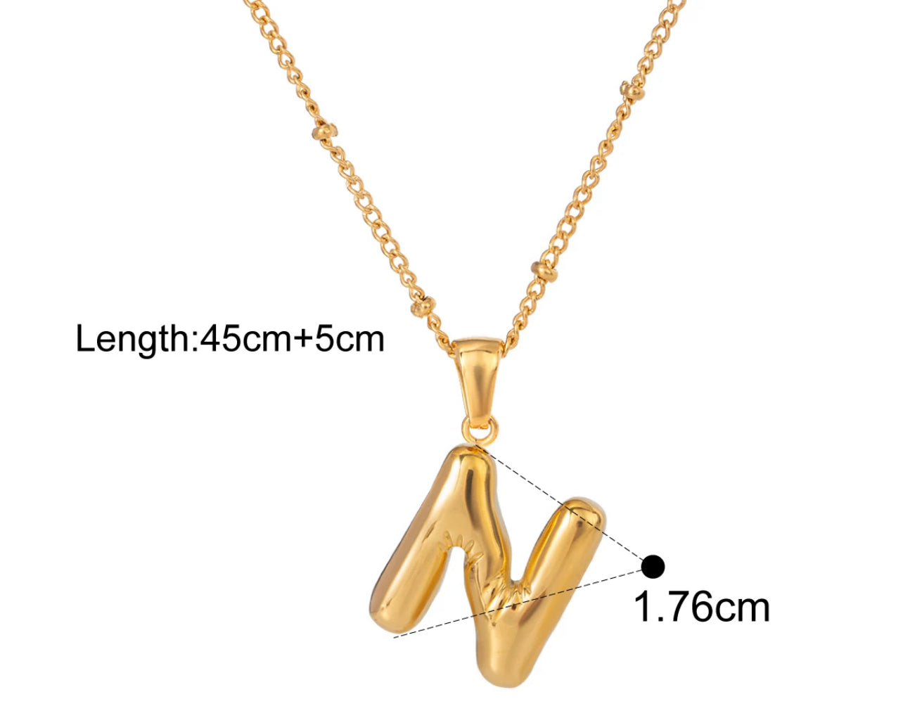 Silver Puffy Initial letter pendant