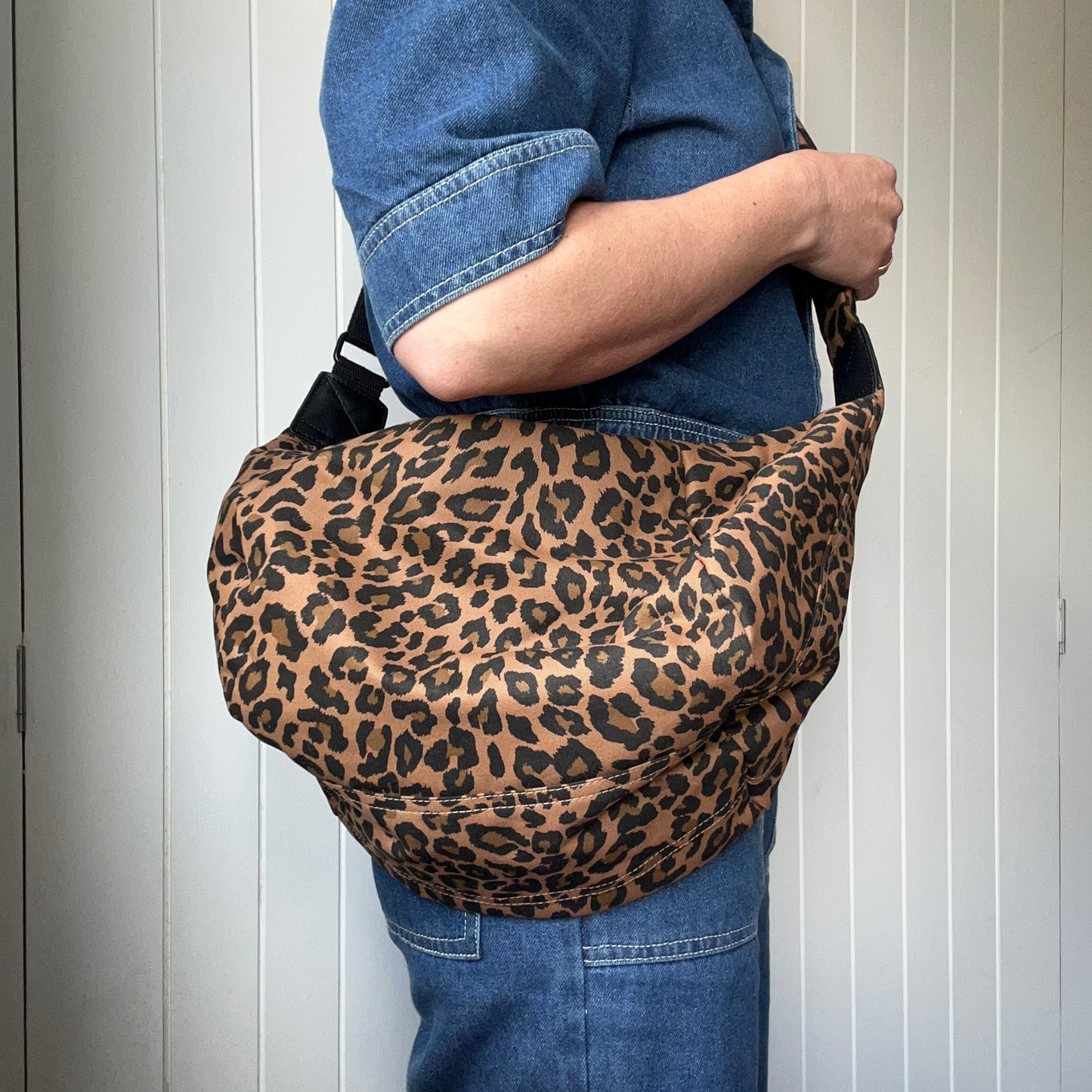 Large Leopard Print Cross Body Sling Bag