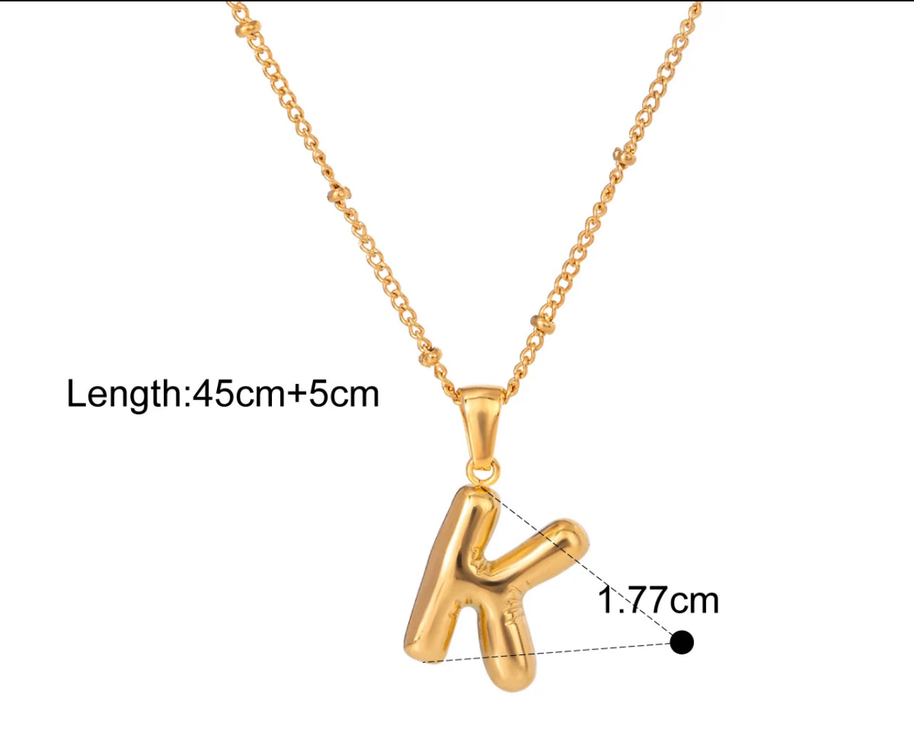 Silver Puffy Initial letter pendant