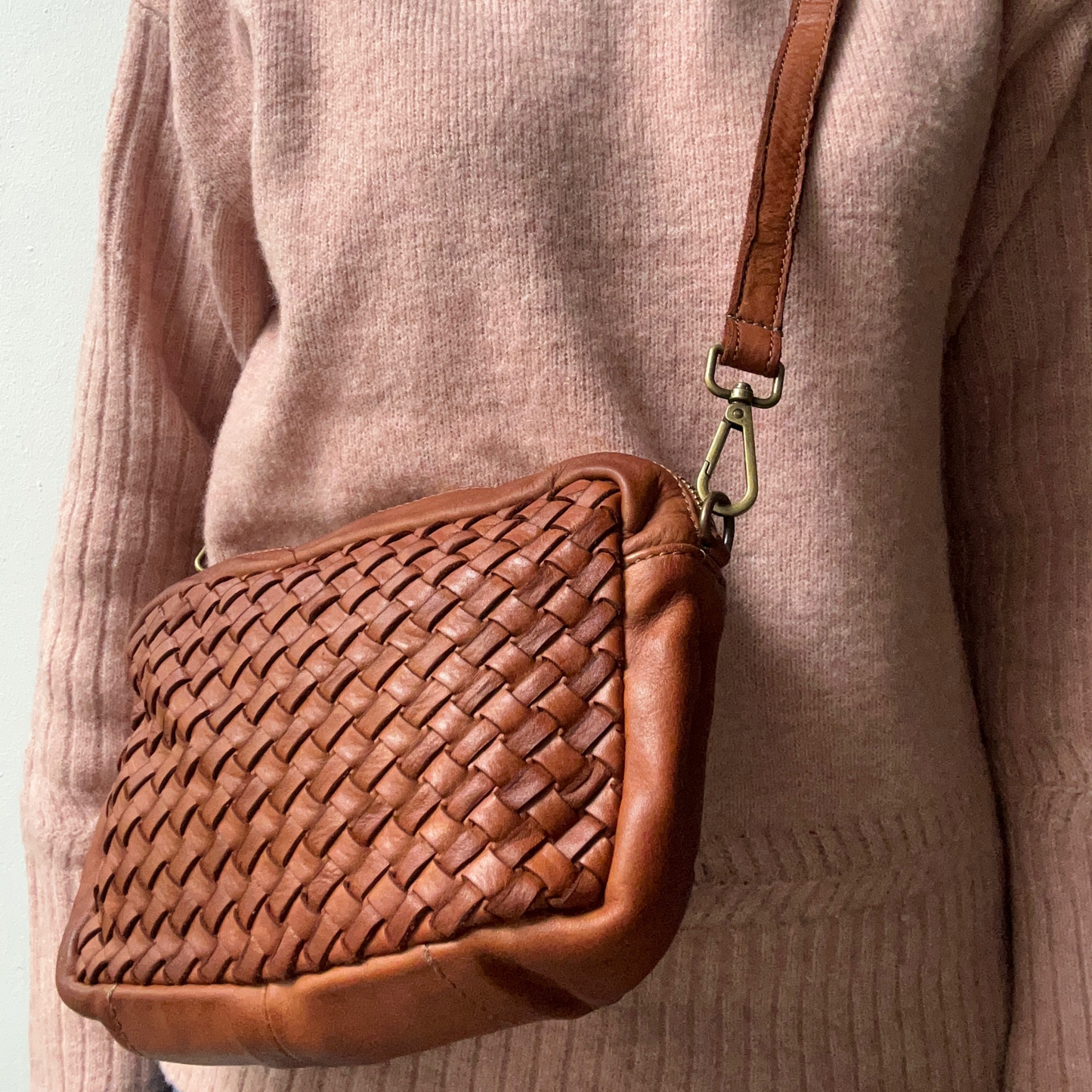 Woven Leather Crossbody Bag