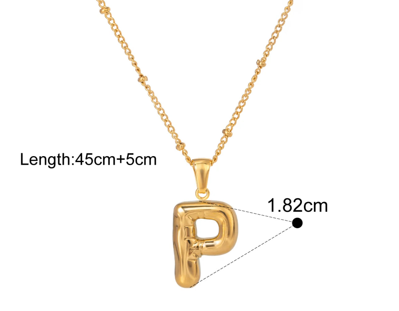 Silver Puffy Initial letter pendant