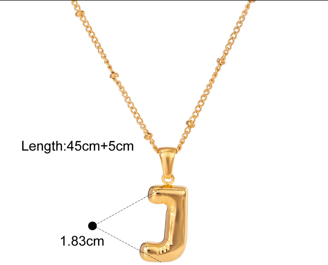 Silver Puffy Initial letter pendant