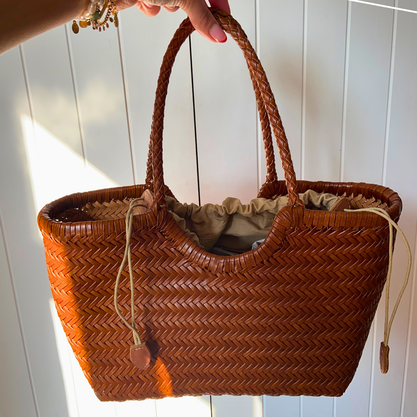 The Woven Leather Basket Bag