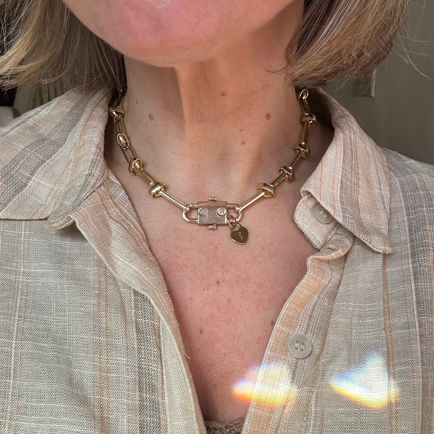 Gold Lock Detail Necklace