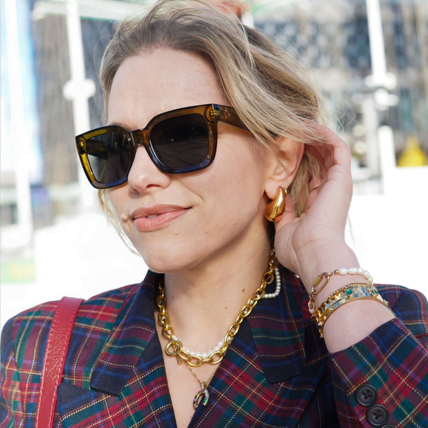 Chunky T bar Gold Chain Necklace