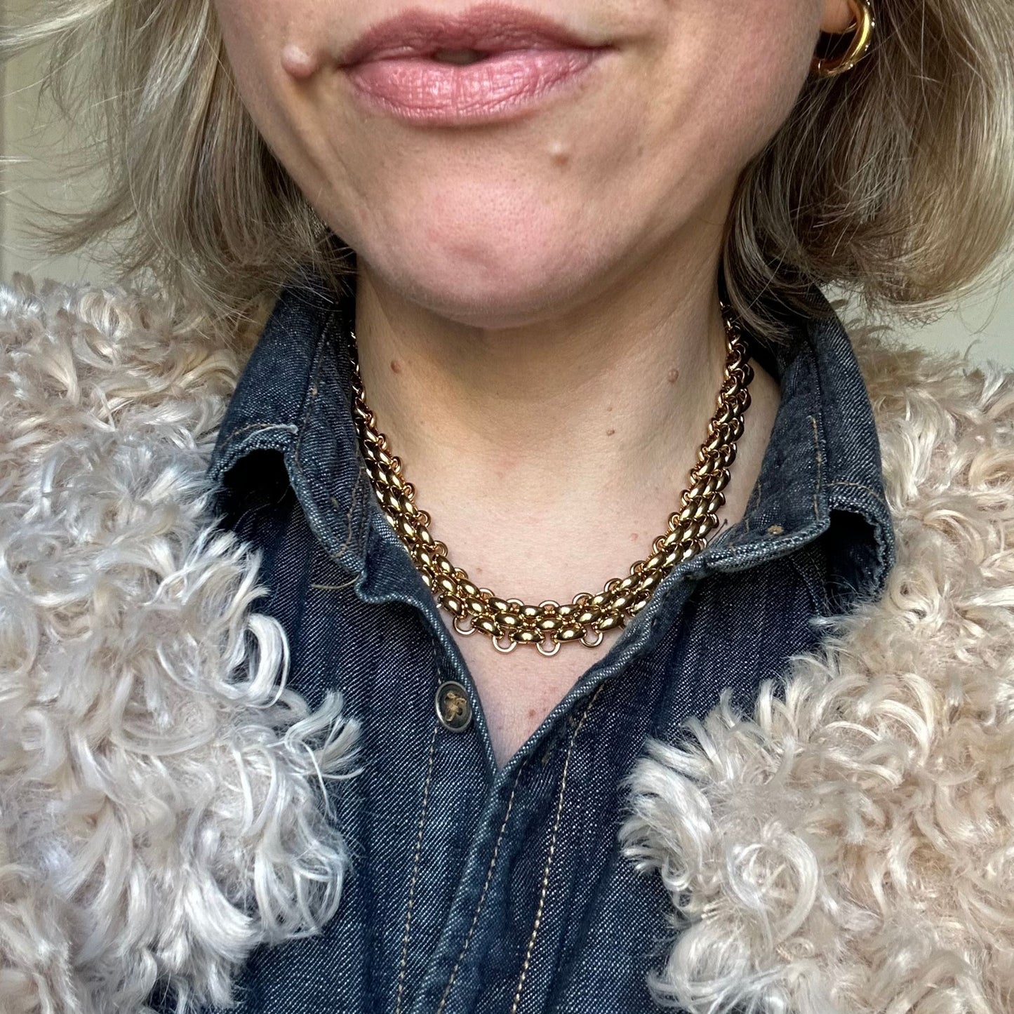 Triple Layer Chunky Gold Chain Necklace
