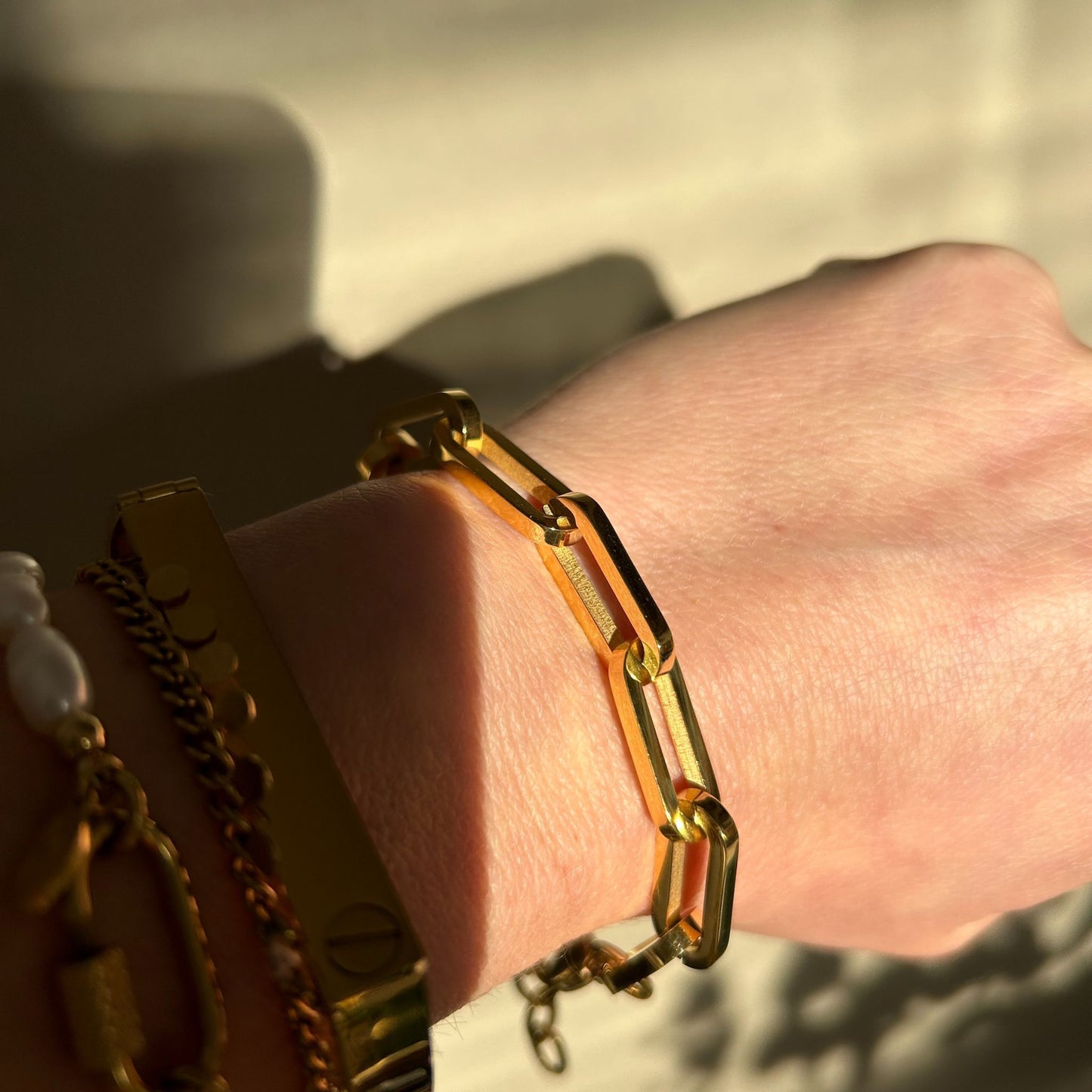 Chunky Paperclip Gold Bracelet