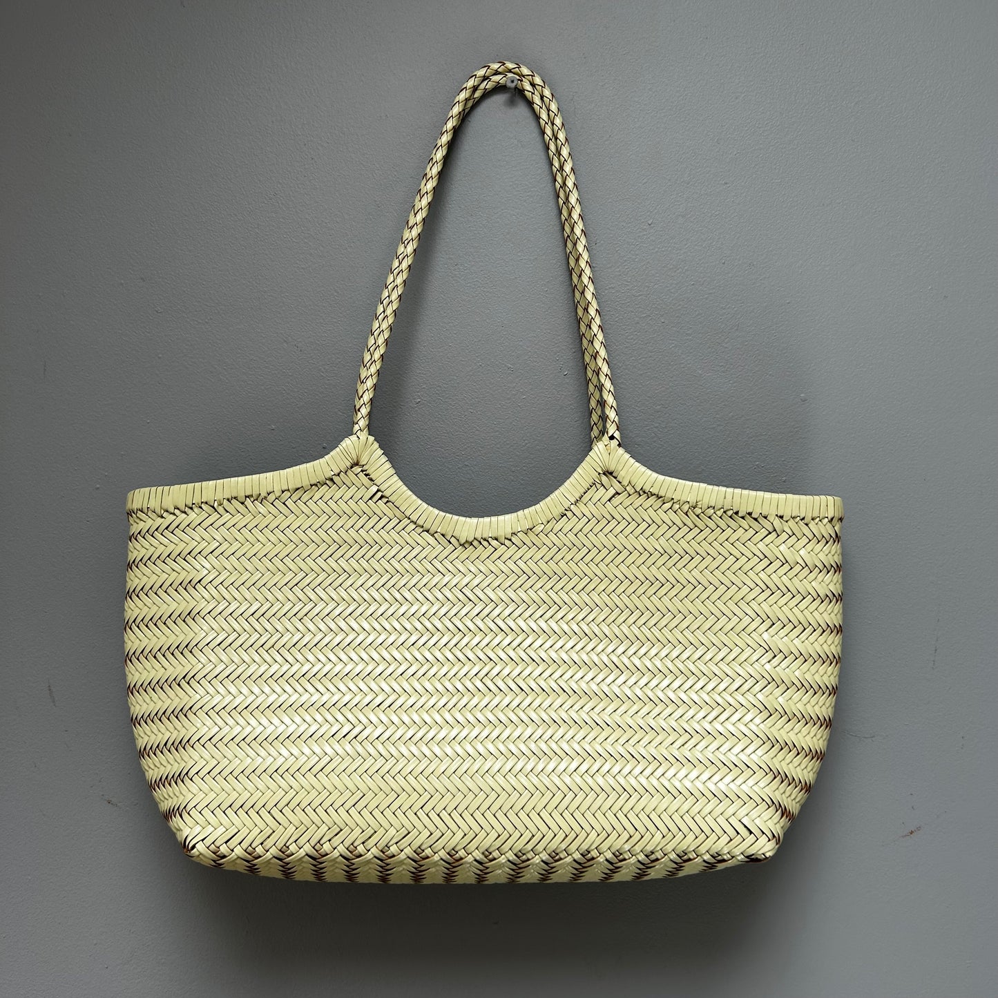 The Large Woven Leather Basket
