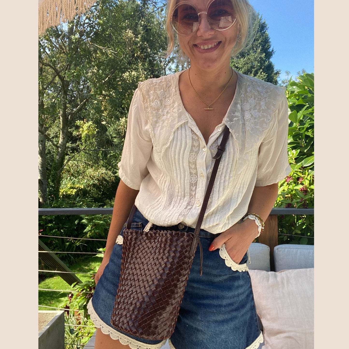 The Woven Leather Bucket Bag