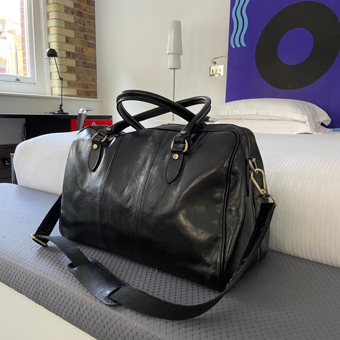 Leather Weekend Bag (Black or Cognac)